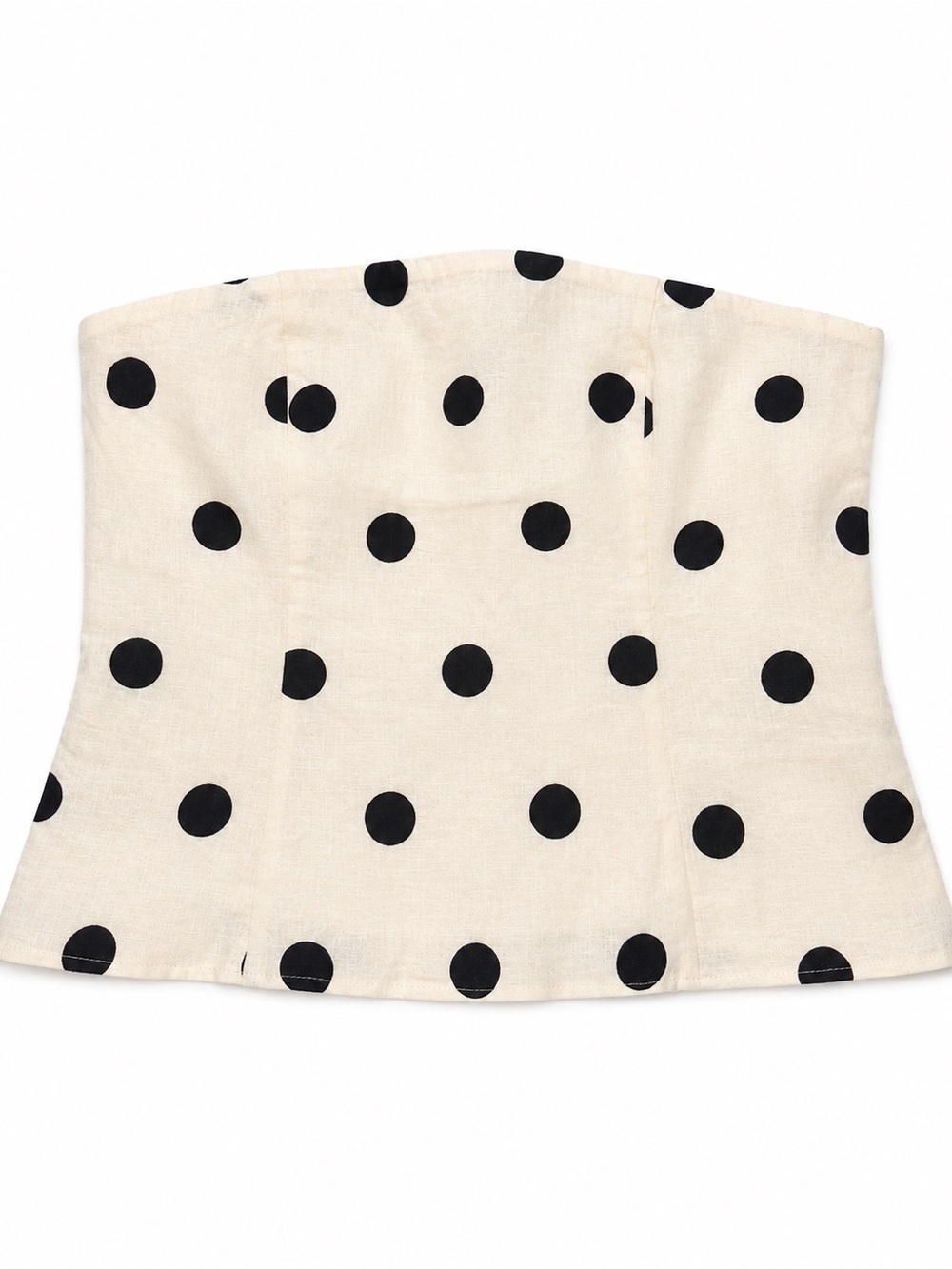 Polka Dot Strapless Top - Black on Cream
